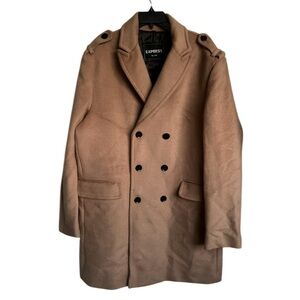 Express Men's Camel Double-Breasted Wool-Blend Topcoat